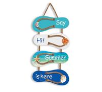Nautical Beach Flip Flop Wall Ornament - Wooden Hanging Slippers Decor - Ocean-Themed Home Decoration for Wall, Door, Patio, or Beach House