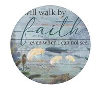 Nautical Beach Theme Fish I Will Walk by Faith Glass Magnets for Refrigerator Turtle Sea Life Seahorse Decorative Magnets for Fridge Office Fridge Magnets Decoration Gift Set for Classroom 2 PCS