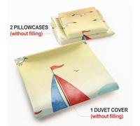 Nautical Bedding Set Vintage Sailboat Duvet Cover with Anchor, Ship Wheel & Stripes - Classic Navy Theme Bedding with 2 Pillowcases (style1,Double200x200cm+50x75cm*2)