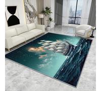 Nautical Bedroom Rugs - Nautical Rug - Sailboat Ocean Sea Coastal Rugs, Sailing Ship Carpet, Washable Rug Non Slip Low Pile Soft Large Area Rugs, Nautical Home Decor Gifts, 80 X 150 cm