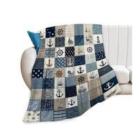 Nautical Blanket Ocean Sea Throw Blanket Sailboat Anchor Soft Cozy Fleece Fuzzy Stuff Plush Flannel Gifts for Girls Women Boys Kids Adults 40''x50''