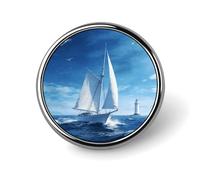 Nautical Blue Badges Pin, Personalized Exquisite Round Badge, 1 Inch Button Pins for Women And Men, Decorative Metal Round Brooch for Clothing, Backpacks, And Hats