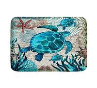 Nautical Blue Sea Turtles Beach Theme Ocean Floor Mat Welcome Mat Bath Rugs,Non-Slip&Absorbent Front Door Mat,Washable Floor Doormat for Entryway,Patio,Porch 16X24 Inch