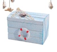 Nautical Box - Handcrafted Timber Design Theme, Vintage Decorative Container, Treasure Style Trinket Holder, Seaside Inspired Storage Accent For Living Space & Gift Presentation Decor