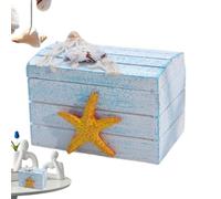 Nautical Box - Handcrafted Timber Design Theme, Vintage Decorative Container, Treasure Style Trinket Holder, Seaside Inspired Storage Accent For Living Space & Gift Presentation Decor