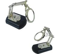 Nautical Brass 5X Magnification Desk Top Magnifying Glass on Wooden Stand (Watts & Sons Ltd.)