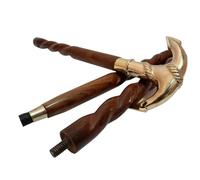 Nautical Brass Anchor Handle Walking Stick Wooden Spiral Cane - Victorian Designer Foldable Walking Stick Vintage Walking Cane Best For Gift