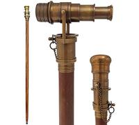 Nautical Brass Antique Cane Telescope Three Fold Walking Stick