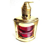 Nautical Brass Boat or Ship Oil Lamp Lantern for Starboard, Golden & Red Glass Height: 12 inches Width: 6 inches Depth: 4.75 inches Approx.