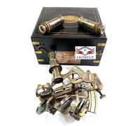 Nautical Brass J. Scott Ship Working Sextant for Navigation with Wooden Box with Two Extra Telescope | Astrolabe Antique Navigational Instrument Marine Ship Decor Gift