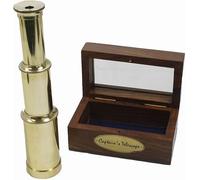 Nautical Brass Telescope with Wooden Box Pirate Spyglass Maritime Ship Instrument Boating Gift Working 6 inches Thanks Giving.