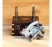 Nautical Brass Working Compass Sextant With Two Telescope, Antique Maritime