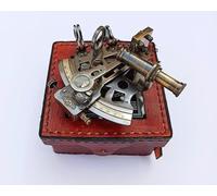 Nautical Brass Working Sextant, Antique Maritime Navigational Instrument With Leather Case, Astrolabe Ships Instrument, Navigational Sextant