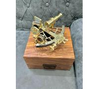 Nautical Brass Working Sextant, Astrolabe Ship Instrument Navigational Brass Sextant with Box, Maritime Masterpiece Navigational Device Gift