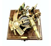 Nautical Brass Working Sextant Navigation Sextant with Compass Hardwood Box Astrolabe Marine Sextant Ship's Instruments Sailor Sextant, Birthday