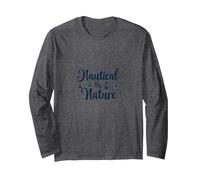 Nautical by Nature: Seaside Adventure Lover's Emblem Long Sleeve T-Shirt, Adult Unisex, Dark Heather Grey, XXL