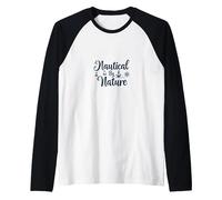 Nautical by Nature: Seaside Adventure Lover's Emblem Raglan Baseball Tee, Men, Black/White, XXL