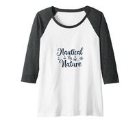 Nautical by Nature: Seaside Adventure Lover's Emblem Raglan Baseball Tee, Women, Dark Heather/White, XXL