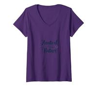 Nautical by Nature: Seaside Adventure Lover's Emblem V-Neck T-Shirt, Women, Purple, XXL