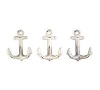 Nautical Cast Iron Ship Anchor Wall Hooks, 6 Inches, Set of 3 (White)