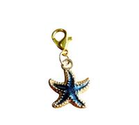 Nautical Charm Set with Lobster Clasps - Coastal Bag Charms, Ocean Stitch Marker Accessories, Dolphin Starfish Shell Mermaid Planner Clips, Beach Gift (1pc Black Starfish)