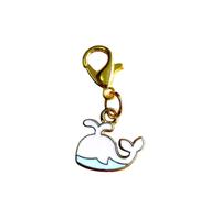 Nautical Charm Set with Lobster Clasps - Coastal Bag Charms, Ocean Stitch Marker Accessories, Dolphin Starfish Shell Mermaid Planner Clips, Beach Gift (1pc Little Pink Whale)