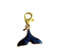 Nautical Charm Set with Lobster Clasps - Coastal Bag Charms, Ocean Stitch Marker Accessories, Dolphin Starfish Shell Mermaid Planner Clips, Beach Gift (1pc Black Whale Tail)