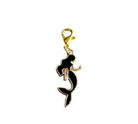 Nautical Charm Set with Lobster Clasps - Coastal Bag Charms, Ocean Stitch Marker Accessories, Dolphin Starfish Shell Mermaid Planner Clips, Beach Gift (1pc Black Mermaid)