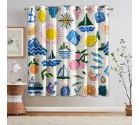 Nautical Coastal Curtains Blackout, 46x54 Inch 2 Panels - Tropical Summer Vacation Pattern Black Out Curtains, Home Decor, 54 Drop Eyelet Window Drapes for Bedroom, Living Room A&BT137