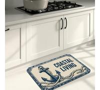 Nautical Coastal Kitchen Mats for Floor, Starfish and Lighthouse Design Soft Mats, Summer Cushioned Comfort Washable Decor Rugs for Kitchen Sinks Laundryroom Bathroom 16x24 Inch
