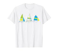Nautical Colorful Sailboats Optimist Sailor Dinghy Value Graphic T-Shirt, Men, White, M