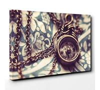 Nautical Compass (1) Canvas Print | Gallery Wrapped 30mm Frame Wall Art | 30x20 inches | Ready to Hang | Modern Seascape Picture | Living Room Bedroom Lounge Office
