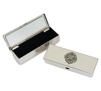 Nautical Compass Metal Lipstick Case with Mirror Silver Personalised Engraving Gift 730