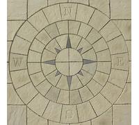 Nautical Compass + Square Paving Stone Circle Feature, 3 Square Meters