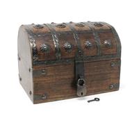 Nautical Cove Keepsake Wooden Treasure Chest with Antique Jewelry Lock and Key (Large 8 x 6 x 6)