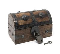 Nautical Cove Keepsake Wooden Treasure Chest with Antique Jewelry Lock and Key (Small 5x3x3.25) - Decorative Box, Pirate Wooden Chest, Wood Box with Lid, Rustic Storage Chest