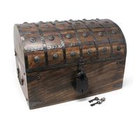 Nautical Cove Pirate Treasure Chest with Iron Lock and Skeleton Key - Storage and Decorative Box (X-Large 16 x 11 x 10.5)