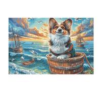Nautical Cute Corgi 1000 Piece Jigsaw Puzzle for Adults Long Weekend Project Satisfying Challenge No Duplicate Pieces for Hobbyists 1000 PCS