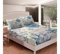 Nautical Decor Bed Sheet Set Sailboat Anchor Compass Printed Bed Sheets for Kids Boys Girls Ocean Themed Bedding Set Sea Adventure Fitted Sheet with 1 Pillowcase 2Pcs Bedding Single