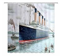 Nautical Decor Shower Curtain, Titanic Ship Ocean Retro, 70 X 70 Inch