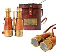 Nautical Design Antique Victorian Marine Brass Leather Binocular Sailor Instrument London 1915 Orange for Home & Office Outdoor Camping