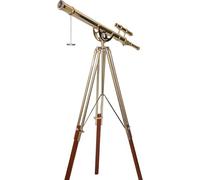 Nautical Designer Shiny Brass Double Barrel Telescope With Wooden Tripod Stand Floor Standing Wooden/Brass Tripod Telescope