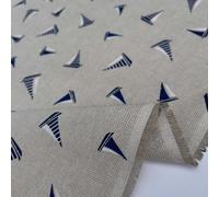 Nautical Digital Printed Cotton Rich Vintage Look Craft Project Cushion Curtain Upholstery Home Fabric Material | 55" - 140 cm Wide (per Fat Quarter, Little Sail Boat)