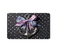 Nautical Dish Drying Mats for Kitchen Counter, Polka Dot Anchors Design with Bow, Coastal Style Absorbent Rubber Dish Drainer Rack Mat 12x20 Inch