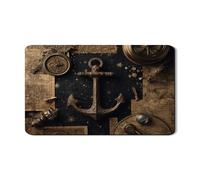 Nautical Dish Drying Mats, Vintage Anchors Absorbent Rubber Dish Drainer Mat, Antique Style Drying Pad for Kitchen Counter Protector 12x20 Inch