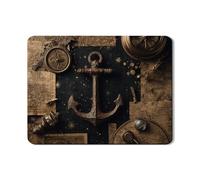 Nautical Dish Drying Mats, Vintage Anchors Absorbent Rubber Dish Drainer Mat, Antique Style Drying Pad for Kitchen Counter Protector 18x24 Inch