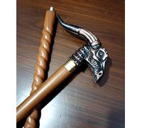 Nautical Dragon Skull Walking Stick Gothic Fantasy Cane Brass Accent Wizard Staff Horror Cosplay Prop 37 Inch