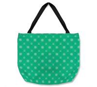 Nautical Elements On Green Tote bat Benjamin Tate Design Natural One Size