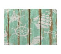 Nautical Elements On Wood Rug Benjamin Tate Design Natural Large