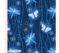 Nautical Fabric - 100% Cotton Printed Material, 44” Wide - Maritime Themed Fabric by The Metre - Ideal for Crafts, Quilting, Dressmaking (Blue Dragonflies, Half Metre)